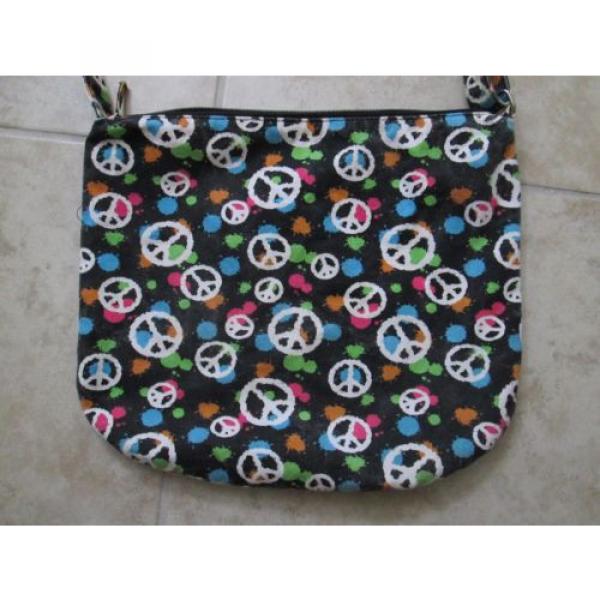 Peace Sign Cloth Bag 100% Cotton Purse Womens Girls zipper Great Tote Beach #3 image