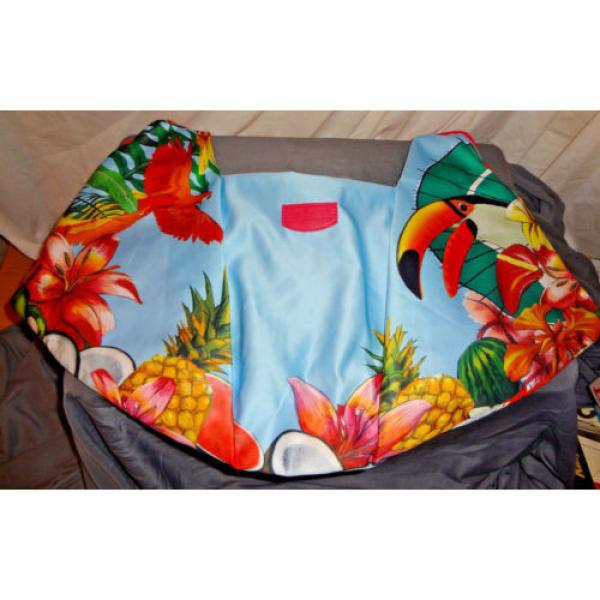 Escada Large Fashion Beach Bag Parrot Paradise Satin Shopper Tote #5 image