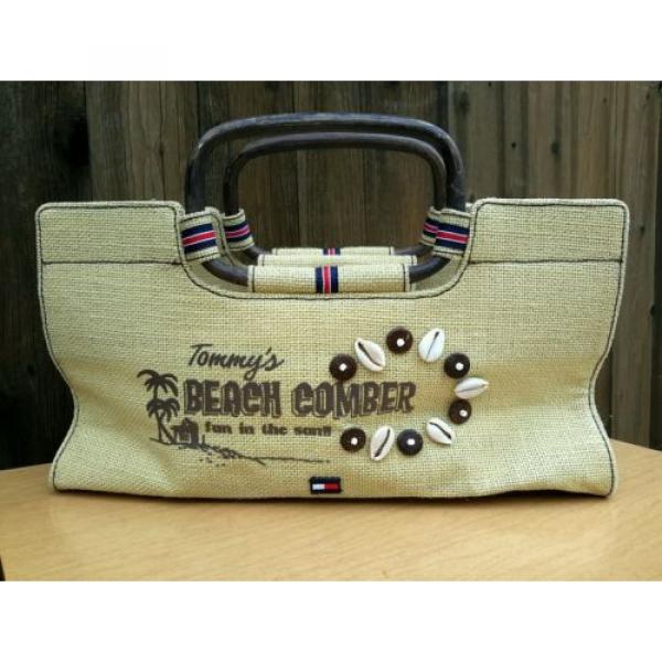 Tommy Hilfiger Beach Comber Handbag Bamboo Jute Tote Bag Sea Shell Purse #1 image