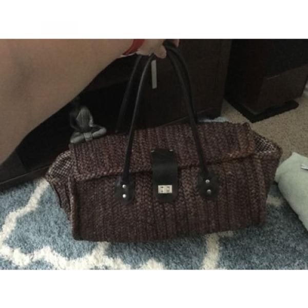 Woven Handbag Large Brown Travel Bag Beach Bag #4 image