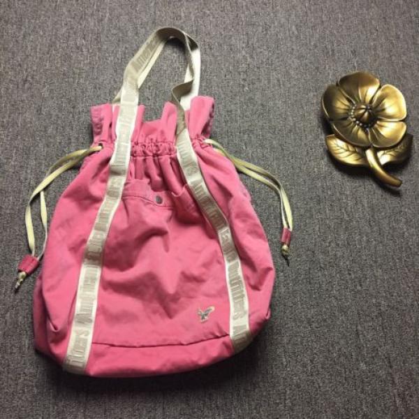 American Eagle Outfitters Pink Gold Large Drawstring Tote Beach Athletic Bag #1 image