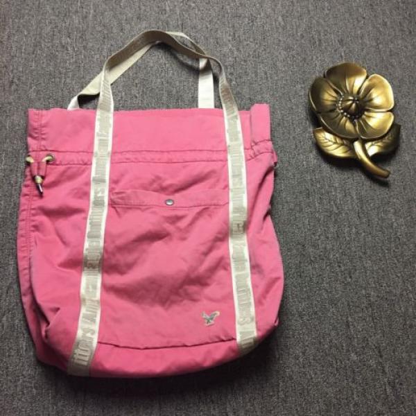 American Eagle Outfitters Pink Gold Large Drawstring Tote Beach Athletic Bag #5 image