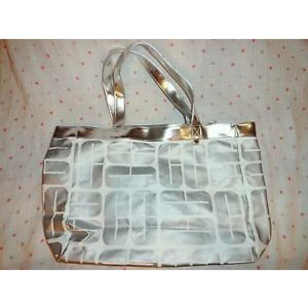 CLINIQUE BEACH BAG TOTE SHOPPER WHITE SILVER #1 image