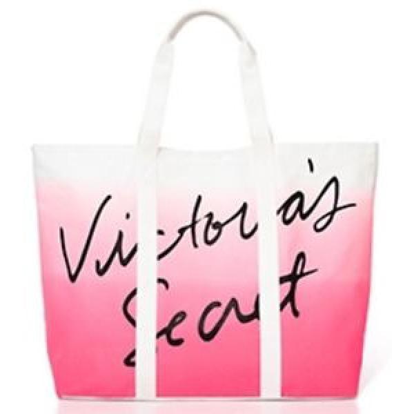 NWT Victorias Secret SWIM Tote Beach Bag Pink &amp; White LMT #1 image