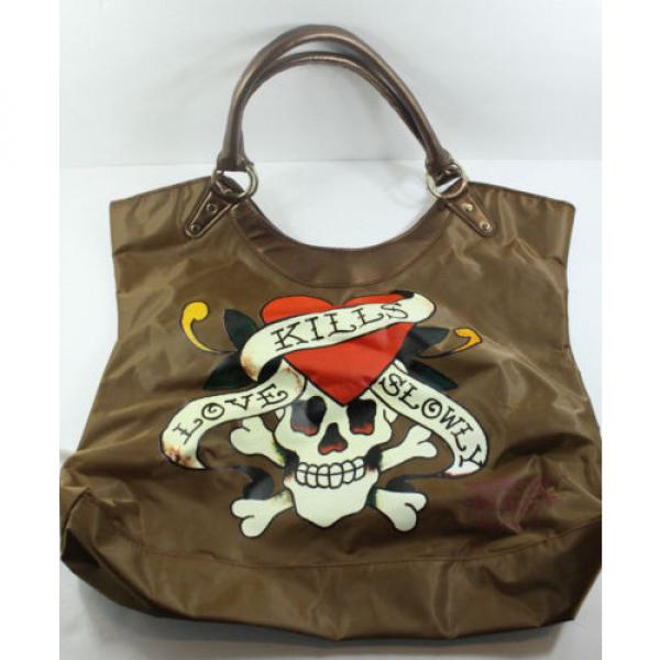 Ed Hardy Love Kills Slowly Skull Tote Bag Oversized Beach Bag Jolly Rodger NWOT #1 image