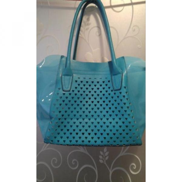 Turquoise Plastic Rubber Beach Bag Style Tote Bag Purse #2 image