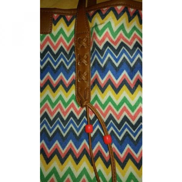 NWT Forever Chevron Beaded Fringe Tote Rue 21 Trendy Boho Large Beach Bag #2 image