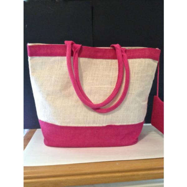 Hot Pink SANDALS Canvas Beach Bag Tote #2 image