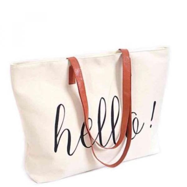 HELLO 2pc Beach Shopping Tote Purse Bag Market Shop Set Large Fashion Books #2 image