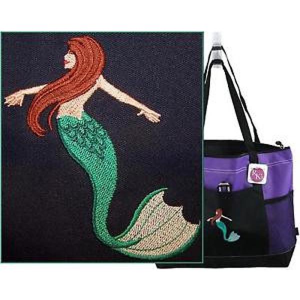 Tropical Mermaid Tote Bag Purple Zippered Gemline Ocean Beach Vacation Monogram #1 image