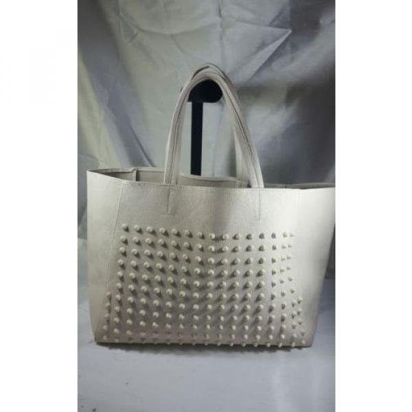 Excellent AEROPOSTALE BAG- Studded Bead CREAM Leather gym, groceries, beach bag #3 image