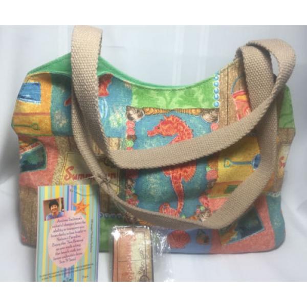 New Andrea Tachiera Summer Beach Travel Carry All Canvas Tote Travel Bag NWt #1 image