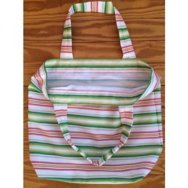 SALE! 50% OFF Handmade Large Pink Green Stripe Tote Beach Surf Pool Bag 19x16 #3 image