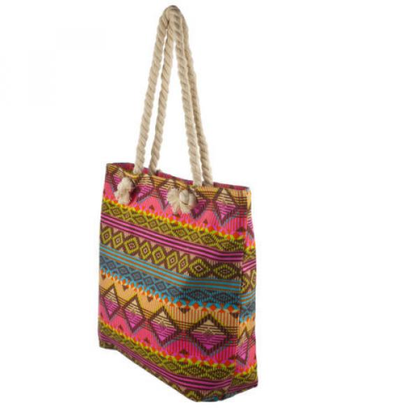 Lux Accessories Multicoloured Tribal Aztec Navajo Printed Summer Beach Tote Bag #2 image