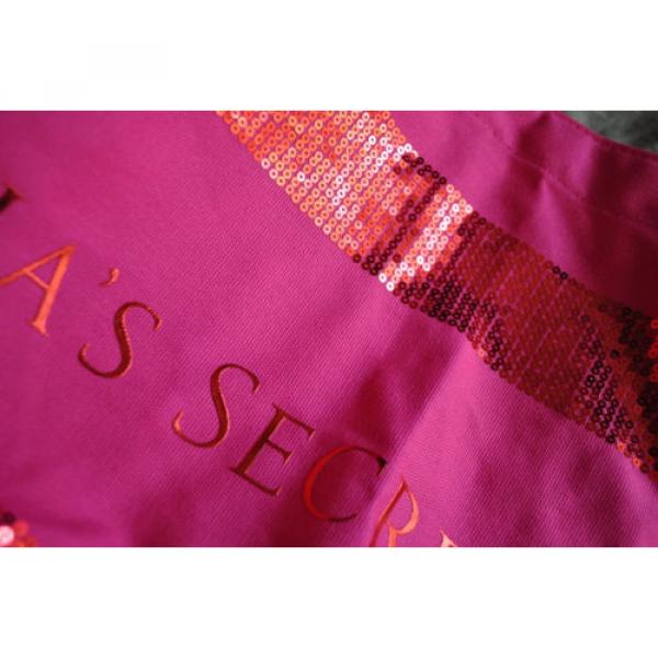 Giant beachbag size Victoria&#039;s Secret canvas NWOT hott pink w/sequin print #5 image