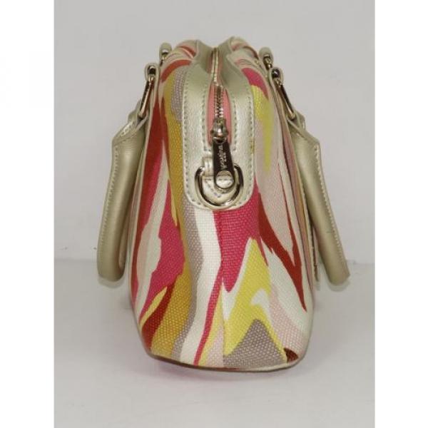 SPARINA Colorful SHELL BEACH Print Linen &amp; Gold Leather Footed Satchel Bag Purse #4 image