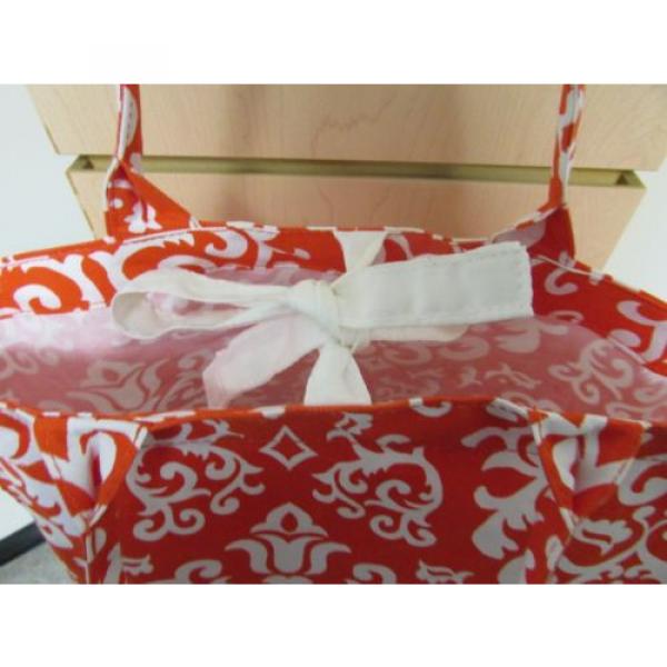 Womens BuckHead Betties Orange White Damask Print Canvas Beach Shopping Tote Bag #4 image