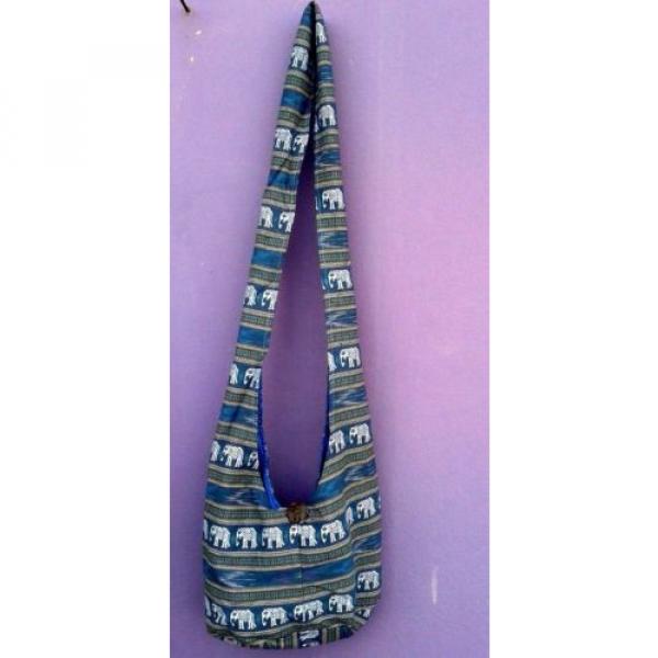 Hippie boho mini shoulder pouch beach bag local Thai handmade cotton petite size #3 image