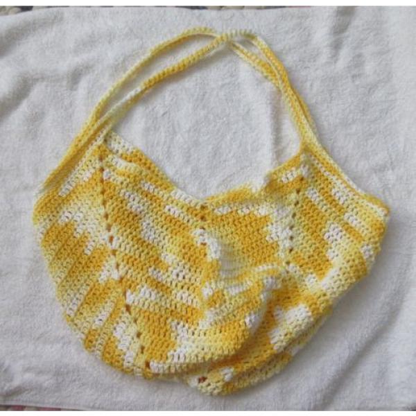 Yellows White Crochet Market, Beach Bag Tote Carry All - New - Handmade Cotton #3 image