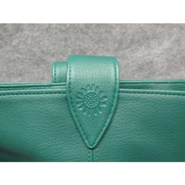 Elizabeth Arden Sunflowers Tote Sac Purse Shoulder Beach Bag Green Faux Leather #2 image