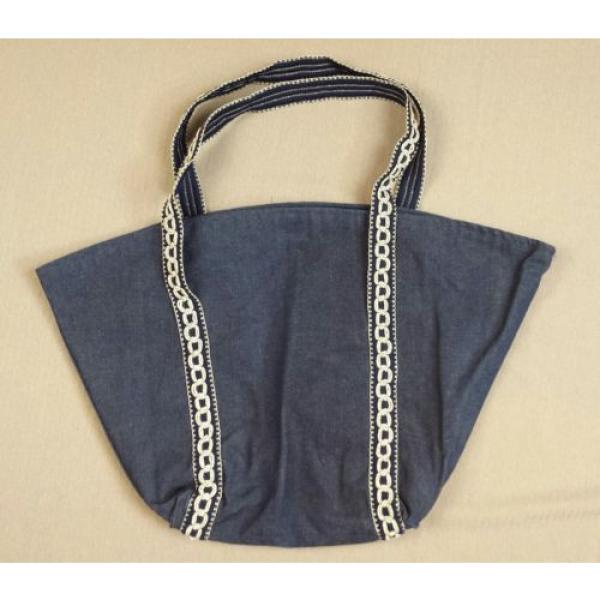 Tote Bag Purse Bell Shape Blue Denim Homemade Beach Travel #1 image