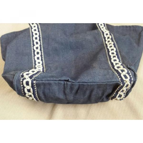 Tote Bag Purse Bell Shape Blue Denim Homemade Beach Travel #5 image