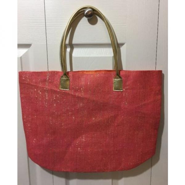 India Boutique Tote Beach Bag Orange Metallic Color #2 image