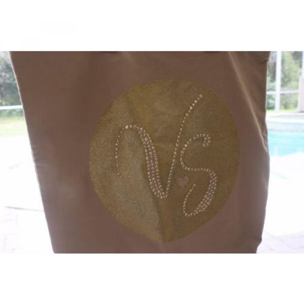 Victoria&#039;s Secret Summer Bling Glitter Canvas Gold Beach Bag Tote Studded #5 image