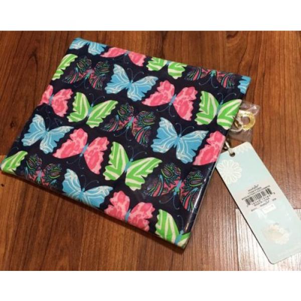 Mud Pie Jute Water Resistant Bikini Electronic Cosmetic Bag Pool Beach Butterfly #3 image