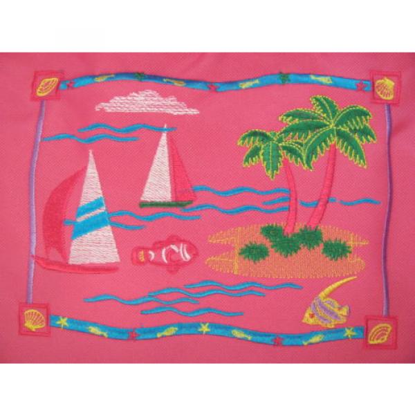 NWT Stowaway Pretty Pink Zippered Beach Purse Bag Tote Tropical Shell Fish SH252 #4 image