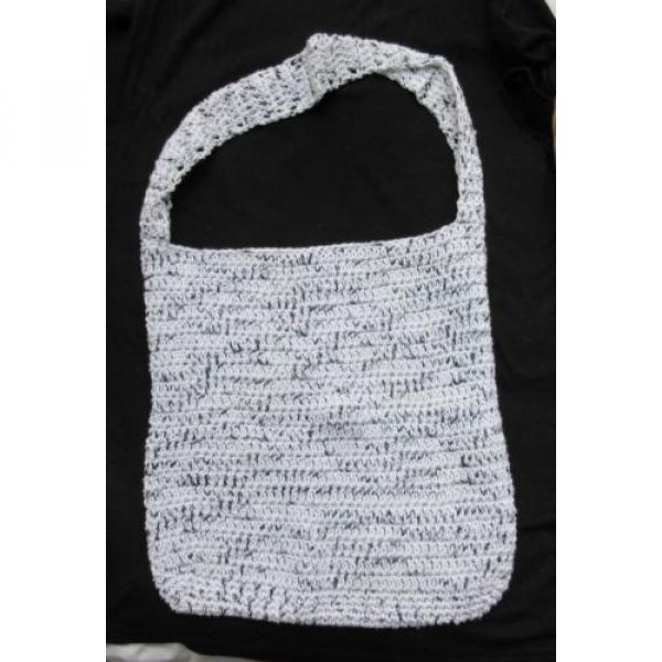 CROCHET Hippie Boho Sling  TOTE Shoulder Bag Handmade Black White Cotton Beach #1 image