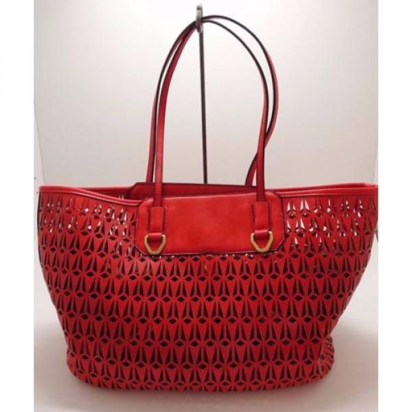 NEW- SAM EDELMAN Large Passion Red Lined Leather Tote Beach Bag Shopper #1 image