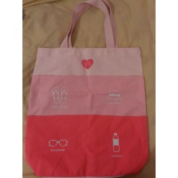 New Victoria&#039;s Secret Pink Canvas Tote Bag, 4 Front Pockets, Beach, 18&#034; x 17&#034; #1 image