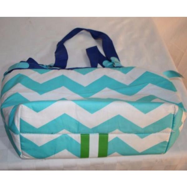 Womens NAUTICAL striped Canvas TOTE BAG Carryall Casual Beach Aqua White Blue #2 image