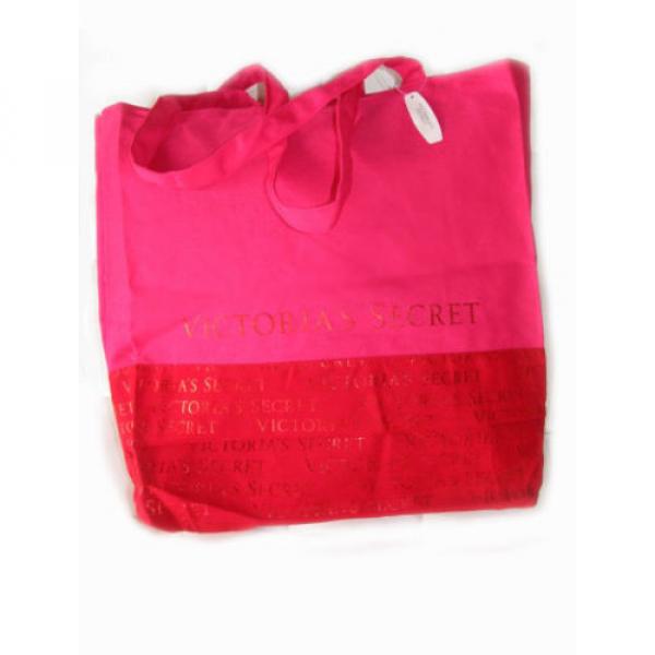 NEW! &#034;Victoria&#039;s Secret&#034; Print, Large Pink / Red Canvas Beach Summer Bag #1 image