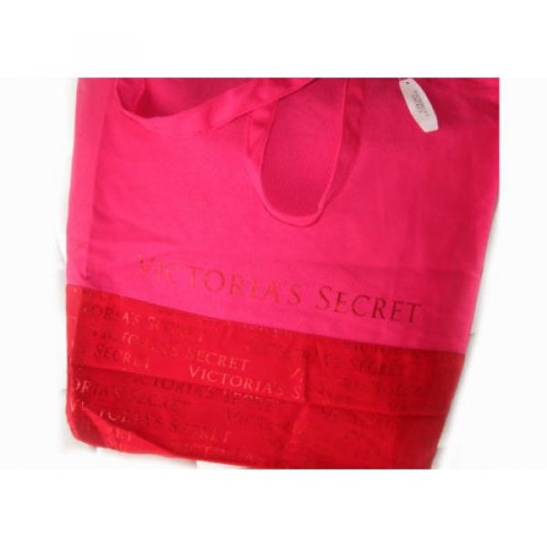 NEW! &#034;Victoria&#039;s Secret&#034; Print, Large Pink / Red Canvas Beach Summer Bag #2 image