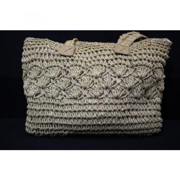 BARGANZA Friends Of Nature, Large Beach TOTE Bag, Maize Crochet, Beige Color #4 image