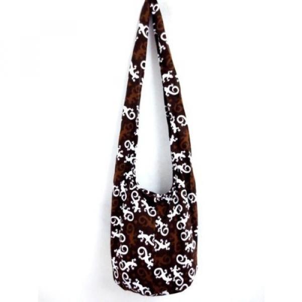 LIZARD HEART HOBO BROWN SHOULDER BAG SUMMER BEACH SLING YOGA THAI SMALL BOHO NEW #3 image