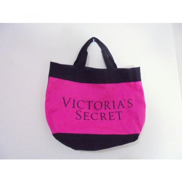 Victoria&#039;s Secret Extra Large Canvas Tote Shopper Beach Bag Pink Red Logo Front #1 image