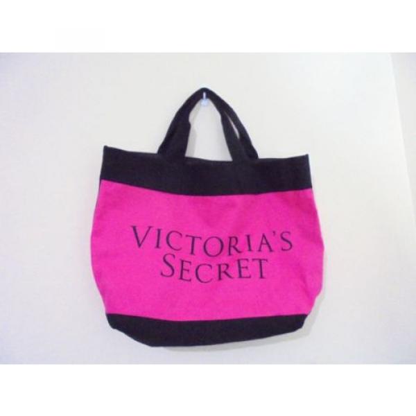 Victoria&#039;s Secret Extra Large Canvas Tote Shopper Beach Bag Pink Red Logo Front #2 image