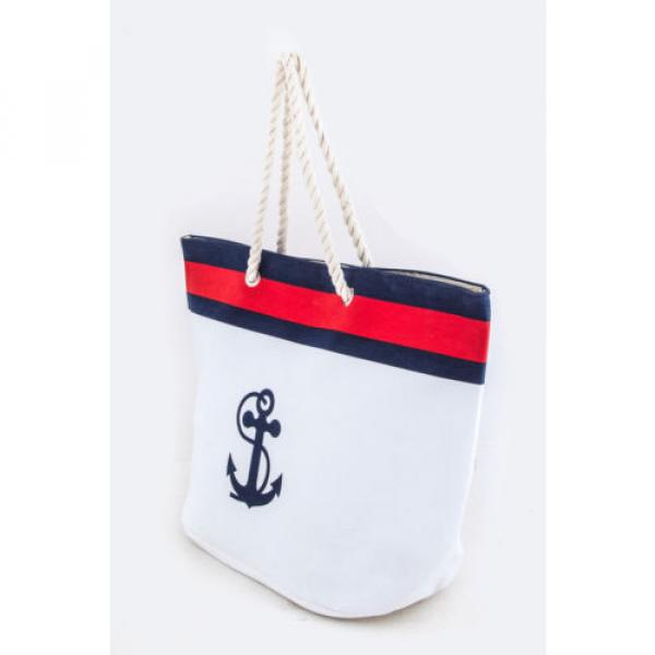 Anchor Sealife Ocean Nautical 21&#034; Canvas Beach Diaper Tote Bag Purse Shopper 21&#034; #2 image