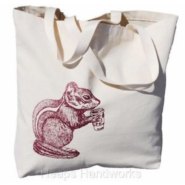 Canvas Tote Bag - Beach Travel Market Nautical Cotton - Burgundy Chipmunk NEW #1 image