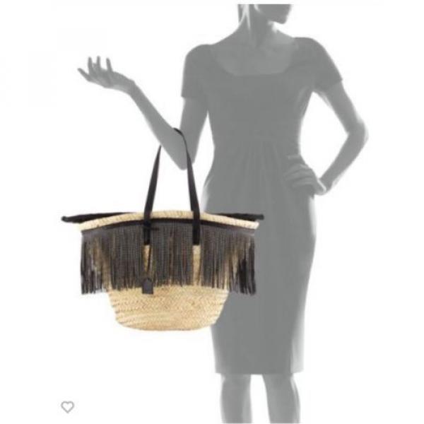 Auth Saint Laurent Cesto East-West Fringe-Trim Woven Tote Bag Beach Bag $2195 #4 image