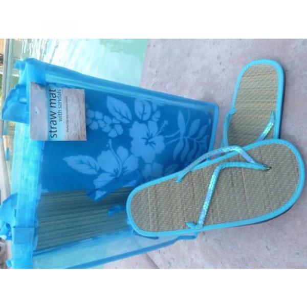 STRAW BEACH MAT WITH SANDALS IN CARRYING BAG SET( PACK OF 1) MULTI  COLORS #4 image