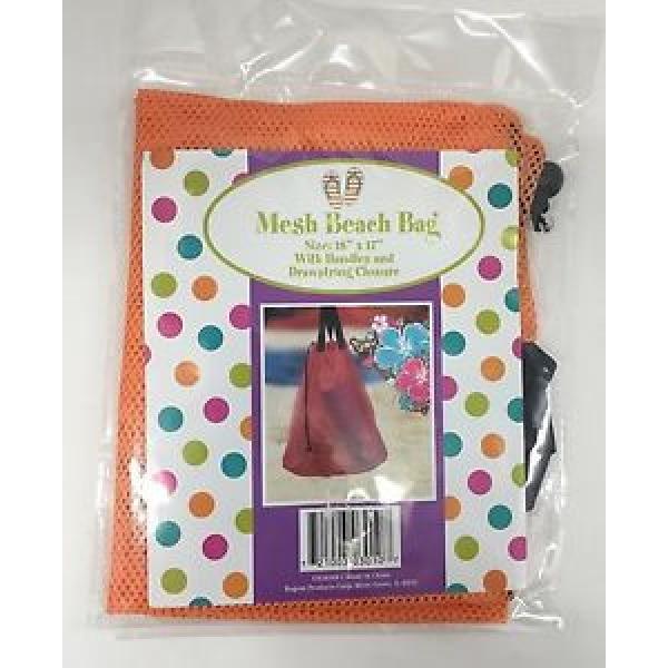 Mesh Beach Bag With Handles and Drawstring Closure Orange 18&#034; x 17&#034;  (NEW) #1 image