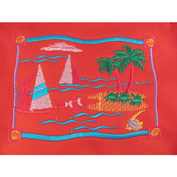 NWT Stowaway Cute Red Zippered Suntan Lotion Beach Bag Tropical Shell Fish HD002 #4 image