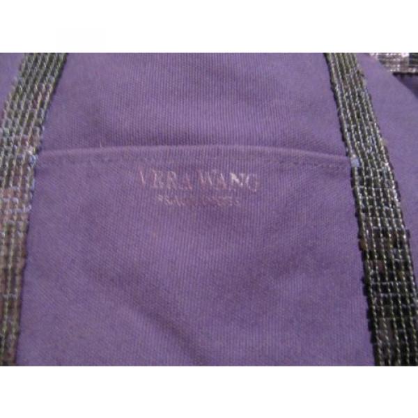 Vera Wang tote bag beach overnight bag Purple Canvas sequins #3 image