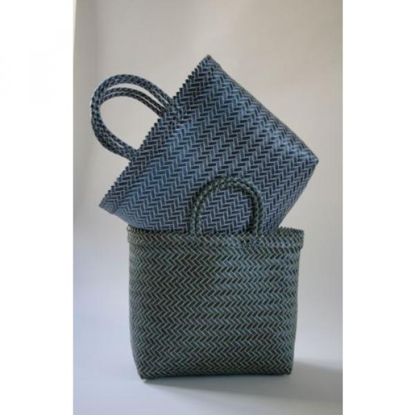 Blue and White Handwoven Tote, Beach Tote, Market Bag, Steven Alan, Madewell #1 image