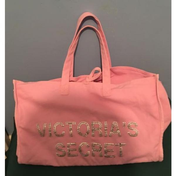 Victoria Secret Light Pink Embellished Beach Tote Bag Purse GUC #2 image