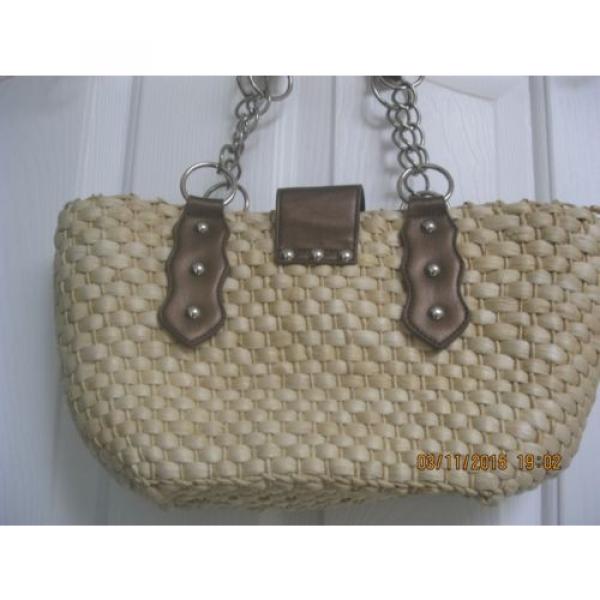 SunBay Heavy Large  Neutral Straw handbag purse shoulder or beach bag #4 image